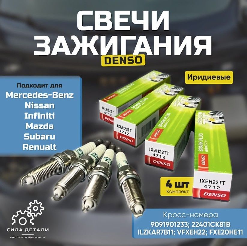 Комплект иридиевых свечей зажигания DENSO Iridium TT IXEH22TT — IXEH22TT