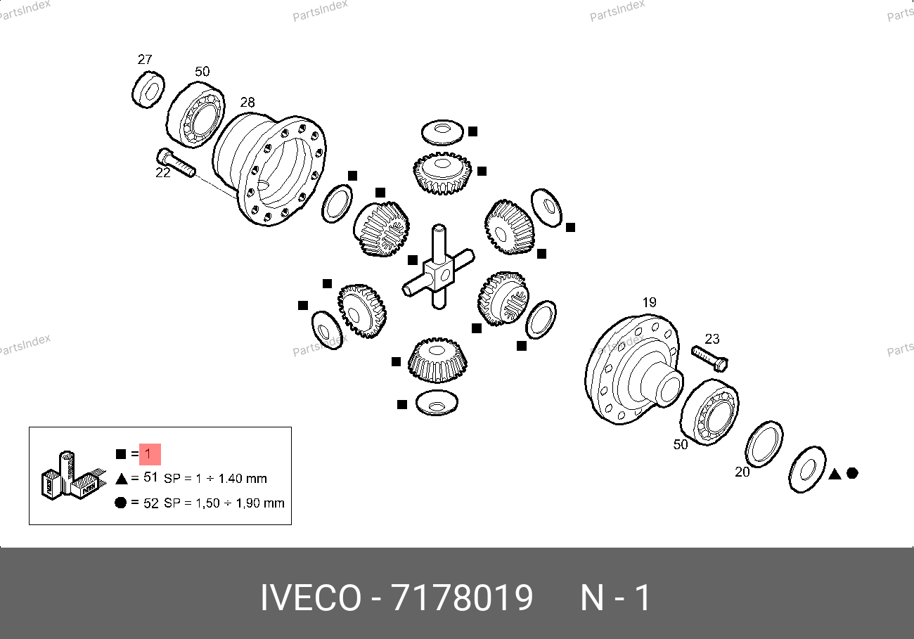 Сателлиты дифференциала (комплект) — IVECO 7178019 — 7178019