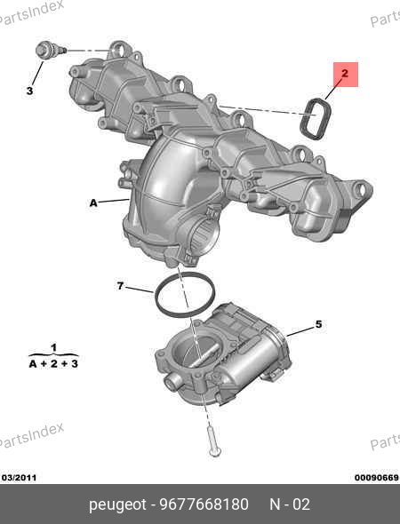 Прокладка впускного коллектора (Евро-5) — PEUGEOT / CITROËN 9677668180 — 9677668180