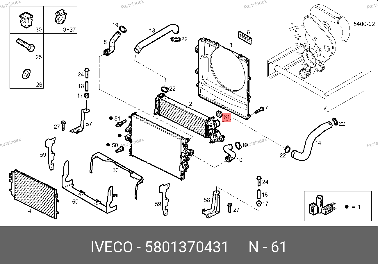Втулка крепления радиатора и интеркуллера — IVECO 5801370431 — 5801370431