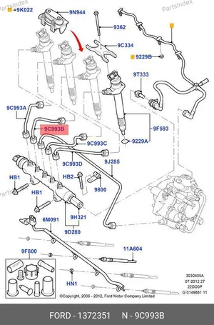 Трубка 2 форсунки ЕВРО4 — Ford 1372351 — 1372351