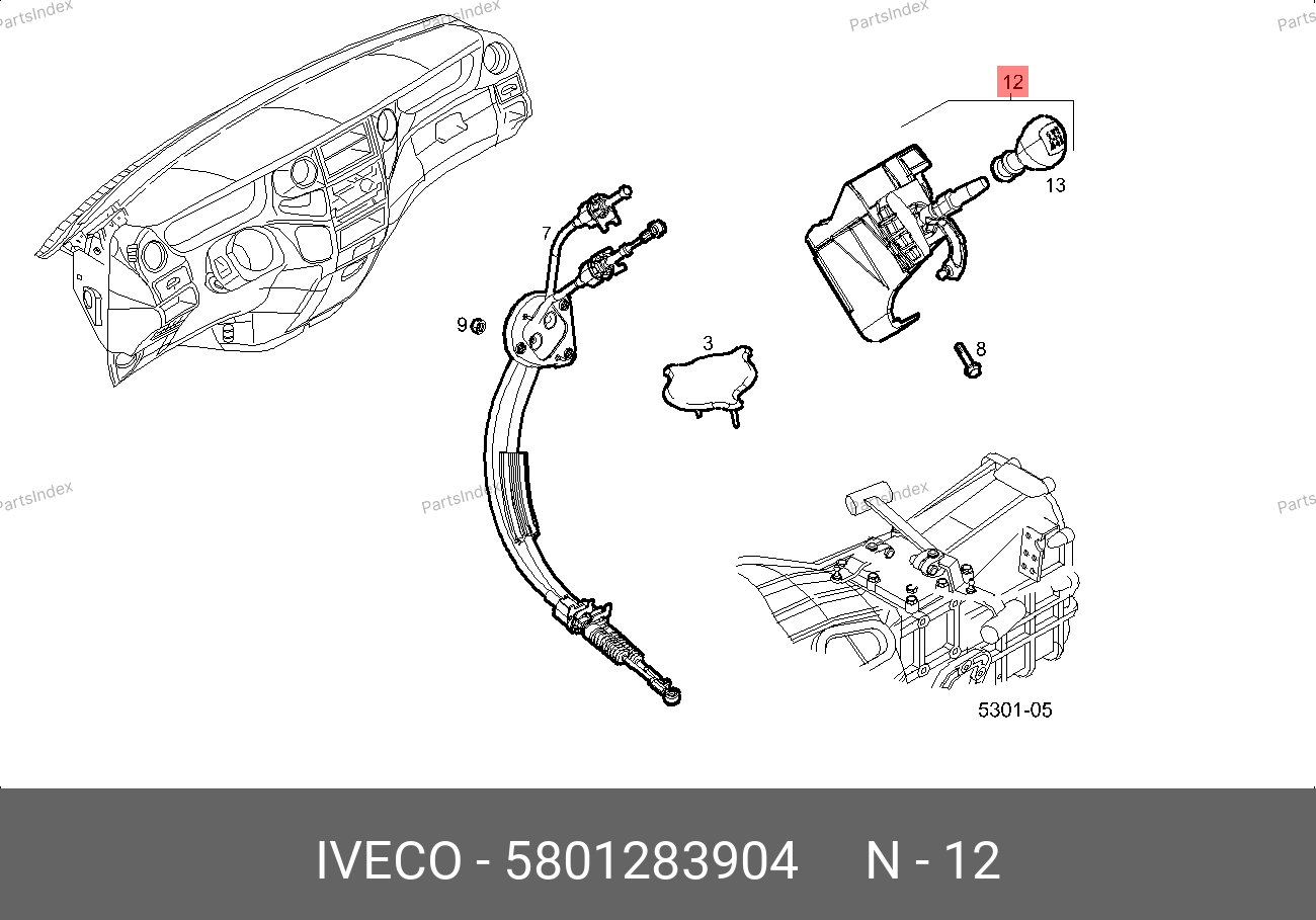 Рычаг КПП в сборе — IVECO 5801283904 — 5801283904