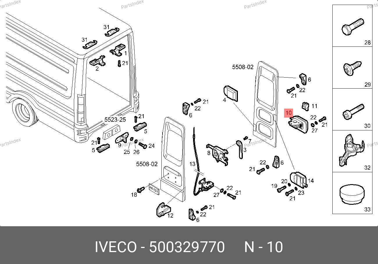 Замок сдвижной и задней двери — IVECO 500329770 — 500329770
