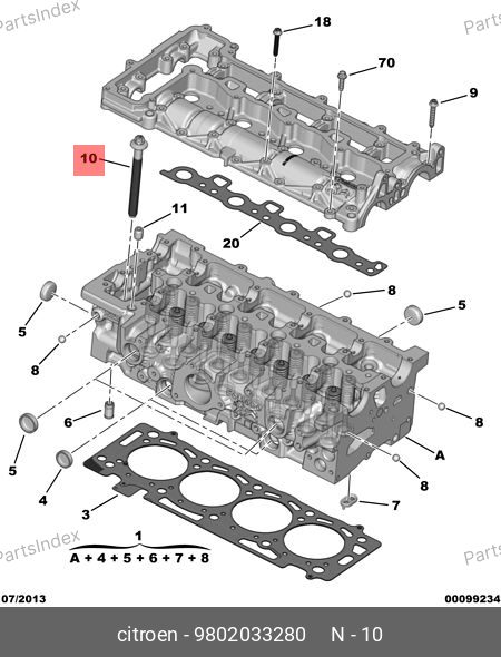 Болт ГБЦ (2.0) — PEUGEOT / CITROËN 9802033280 — 9802033280