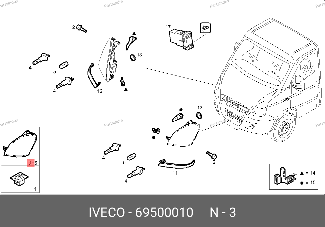 Фара (пасс. сторона) — IVECO 69500010 — 69500010