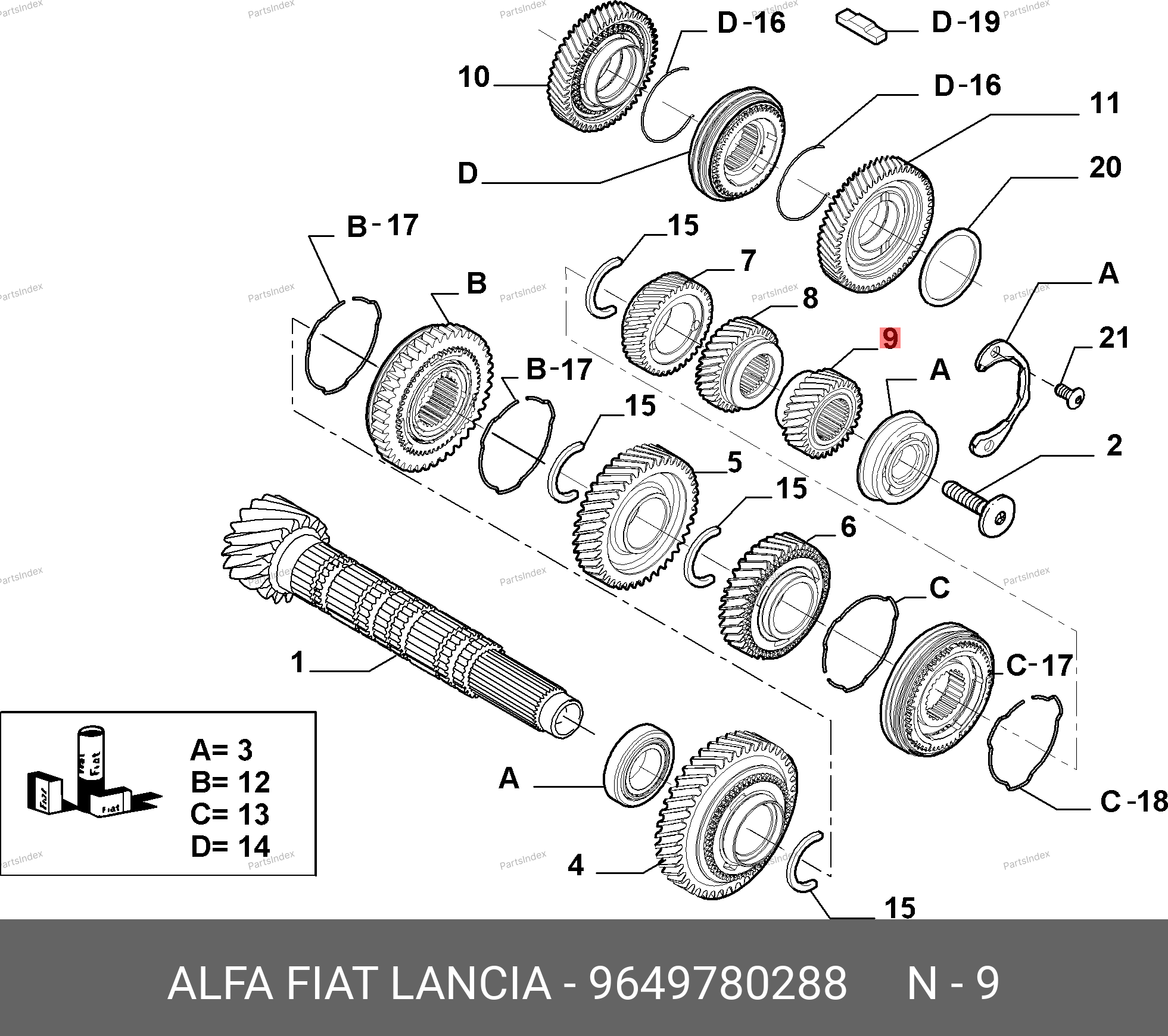 Шестерня 6-й передачи вторичного вала — FIAT 9649780288 — 9649780288
