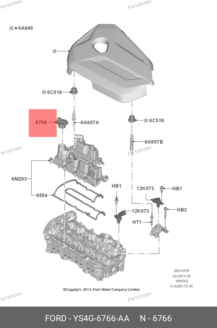 Крышка маслозаливной горловины — FORD YS4G 6766 AA — YS4G 6766 AA