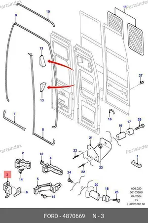 Петля задней двери низкая крыша Ford Transit (нижняя, левая) 11-328-005 4870669 FASE — 11-328-005 4870669