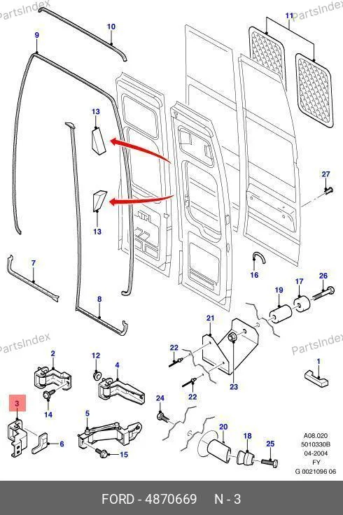 Петля задней двери низкая крыша Ford Transit (нижняя, левая) 11-328-005 4870669 FASE — 11-328-005 4870669