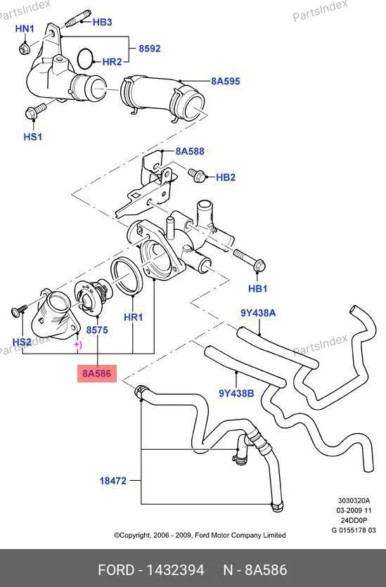 Корпус термостата Ford Transit (115/140 л.с.) 1432394 JMC — 1432394