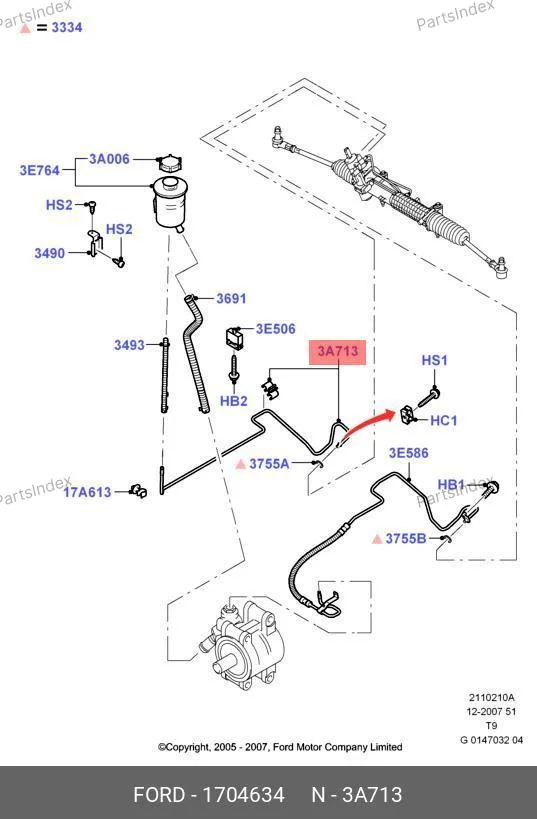 Шланг ГУР возвратный Ford Transit 1704634 FORD — 1704634