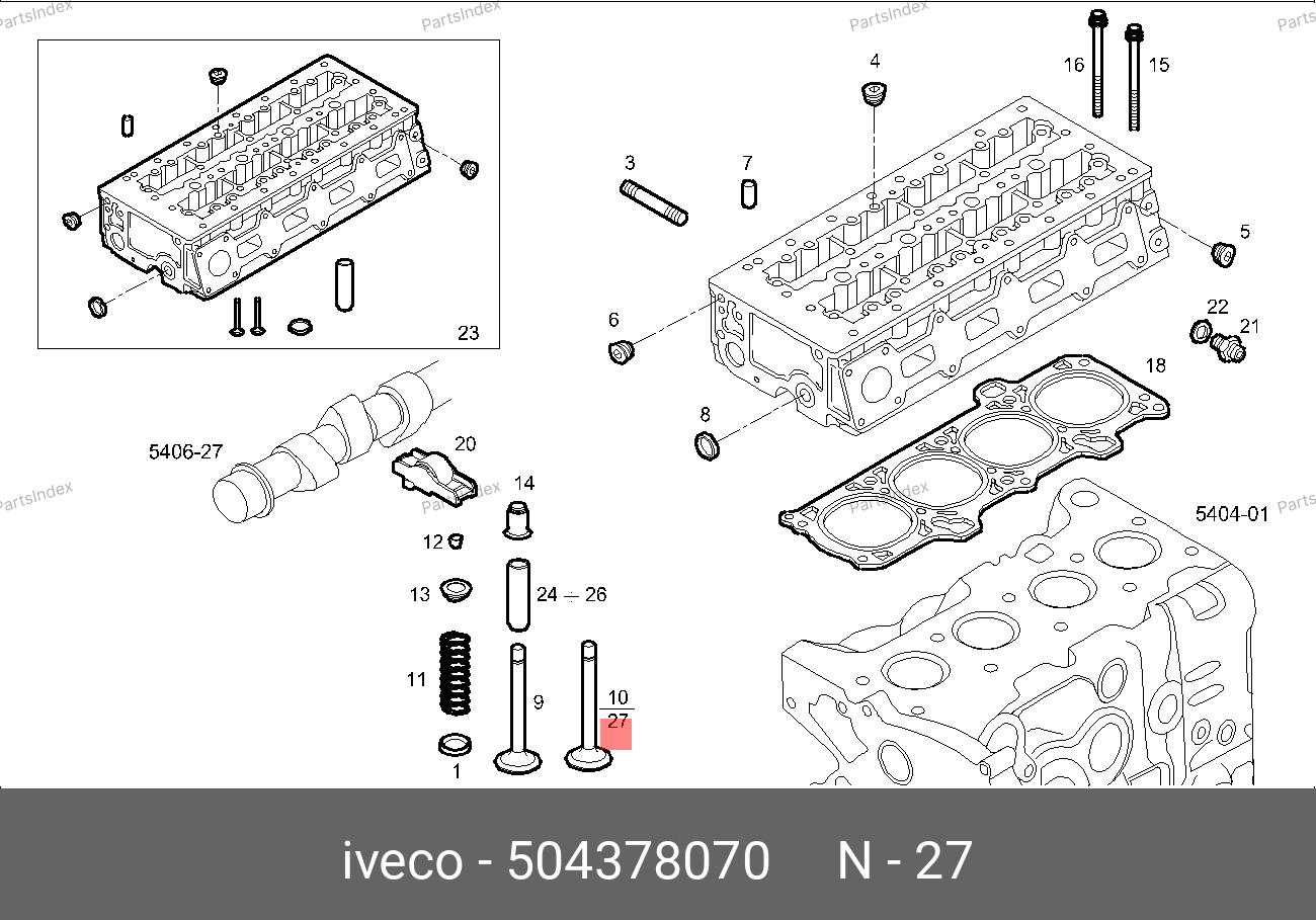 Клапан выпускной 2,3 FIAT (250) IVECO 504378070/500362856 NAV 5801889257 — 504378070