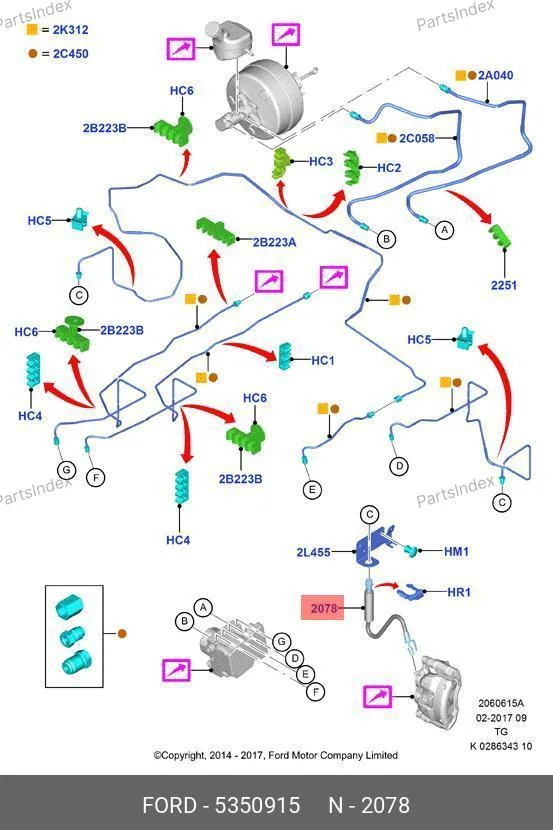 Шланг тормозной Ford Transit Tr14- (передний) F 0446 5350915 TIES — F 0446 5350915