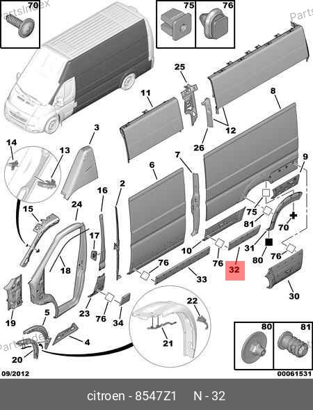 Молдинг боковой перед задней аркой, левый — SAMPART SMP 8547.Z1 — SMP 8547.Z1
