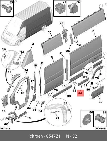 Молдинг боковой задней аркой, Peugeot Boxer (перед левый) SMP 8547.Z1 SAMPART — SMP 8547.Z1