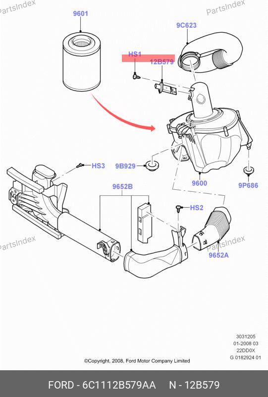 Датчик расхода воздуха ДМРВ (Евро-4) — FORD 6C11 12B579 AA — 6C11 12B579 AA