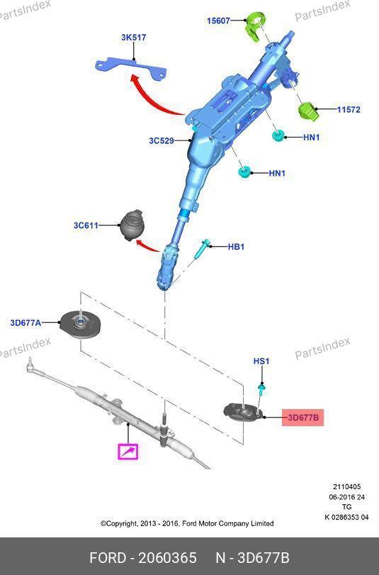 Подшипник рулевой колонки Tr14 (крепление к полу) GK263D677AA — FORD 2060365 — 2060365