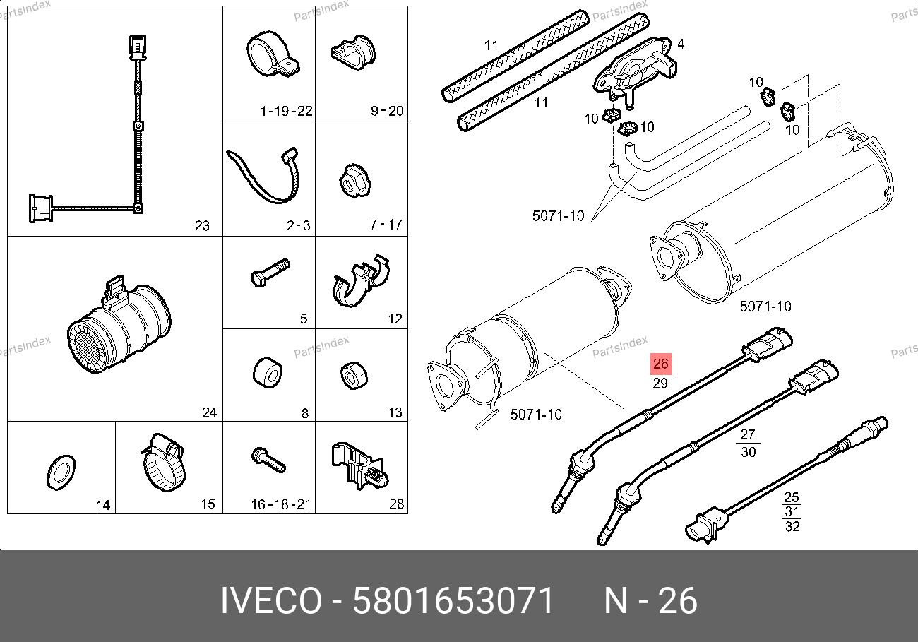 Датчик температуры отработавших газов — IVECO 5801653071 — 5801653071