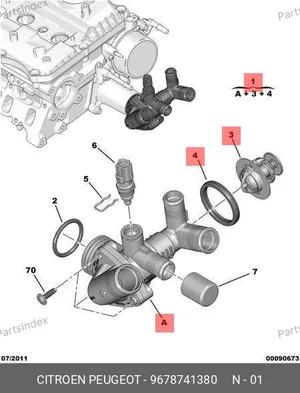Термостат в сборе (Евро-5) — SAMPART SMP 9678741380 — SMP 9678741380