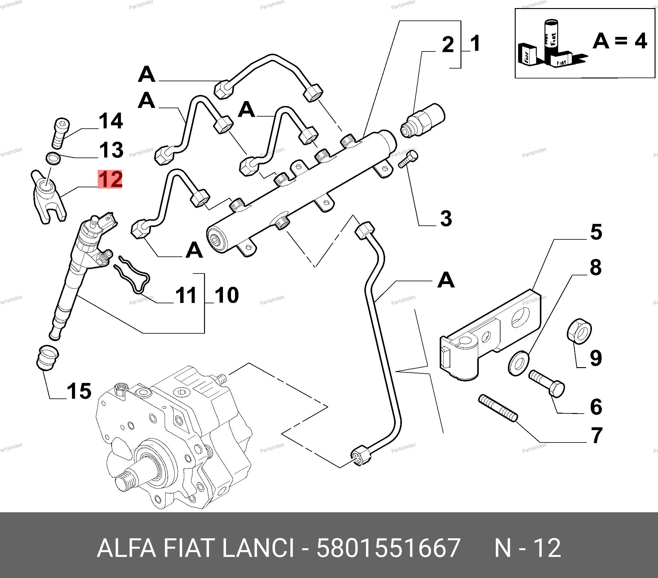 Скоба крепления топливной форсунки — FIAT 5801551667 — 5801551667