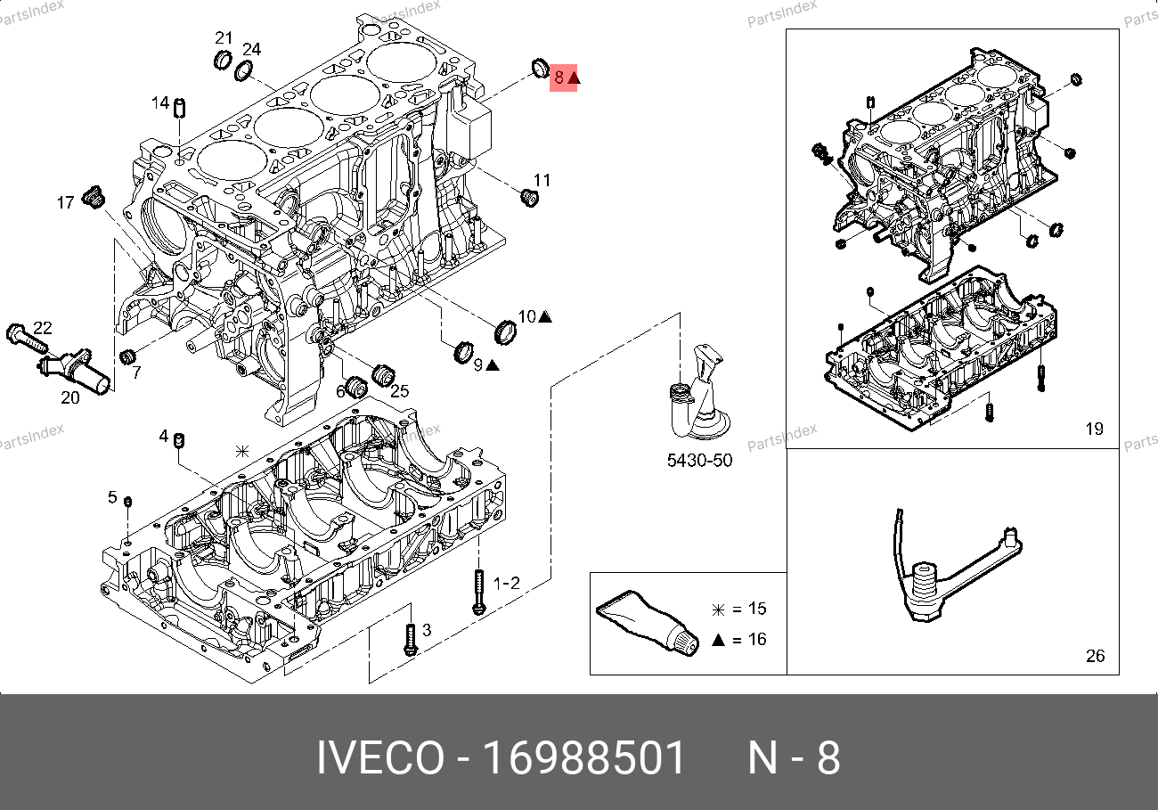 Заглушка блока цилиндров — IVECO 16988501 — 16988501