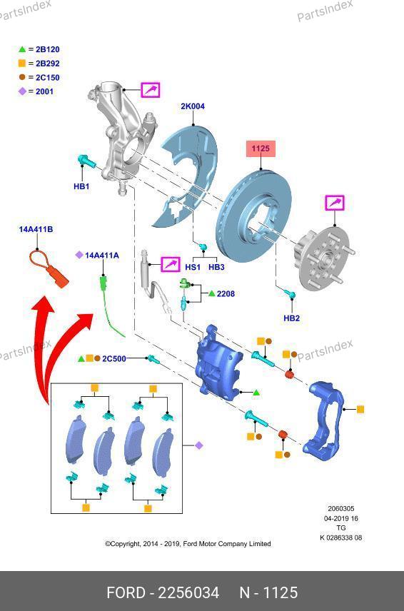Диск тормозной передний Tr14 d308 mm (полный привод) BK21 1125 A1D — FORD 2256034 — 2256034
