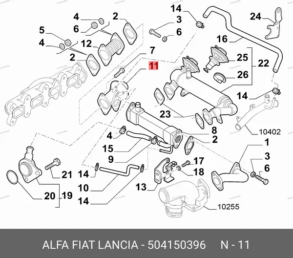 Клапан EGR 2.3 250 кузов Ducato 504150396 FIAT — 504150396