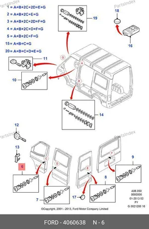 Личинка замка пассажирской двери Ford Transit (с ключом) 11-340-027 4060638 FASE — 11-340-027 4060638