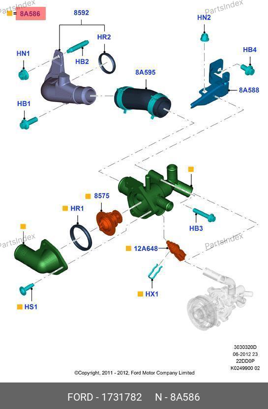 Корпус термостата в сборе 155 л/с BK3Q 8A586 AB — FORD 1731782 — 1731782