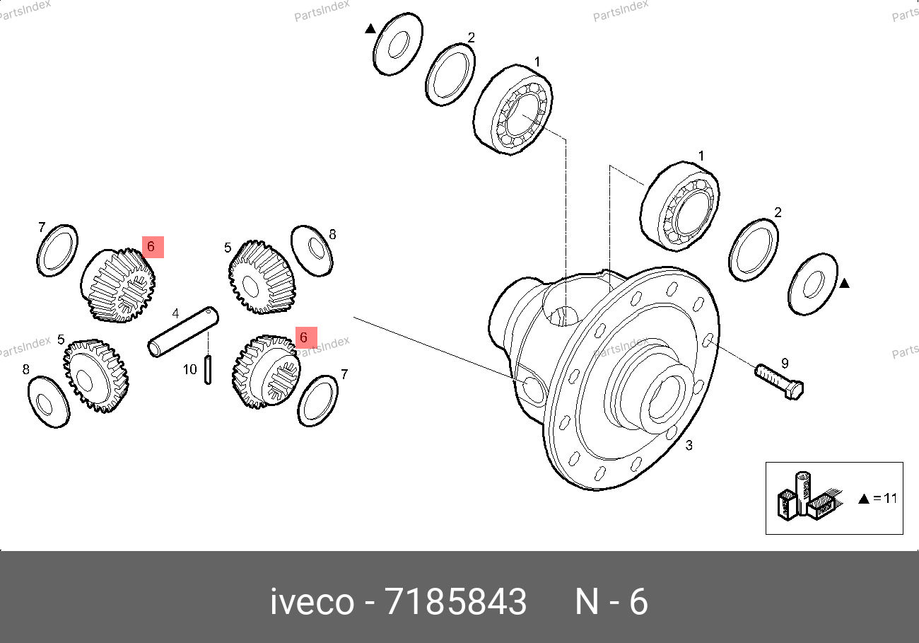 Сателлит дифференциала (большой) — IVECO 7185843 — 7185843
