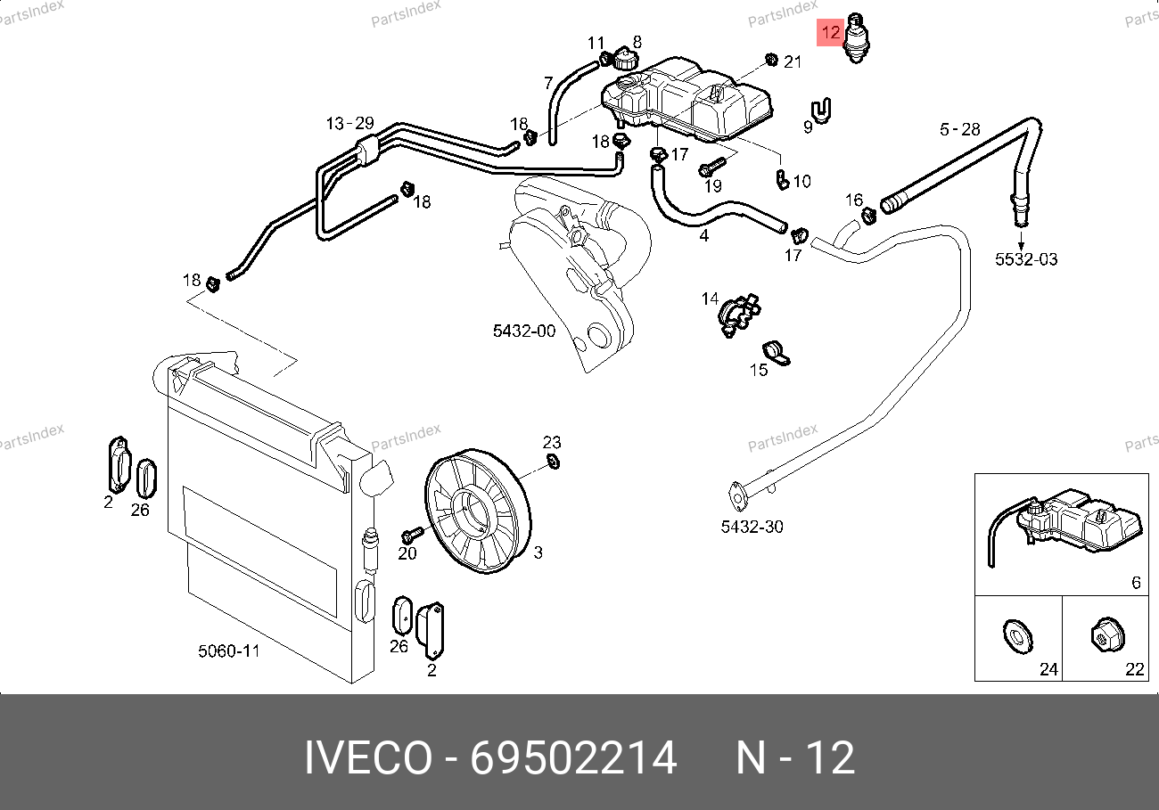 Датчик уровня охлаждающей жидкости — IVECO 69502214 — 69502214