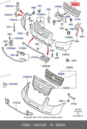 Решетка бампера переднего TT9 — EUROBUMP 6C11 8200 ABYYGY 1437328 — 6C11 8200 ABYYGY 1437328
