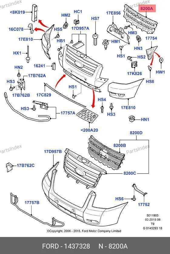 Решетка бампера переднего Ford Transit TT9 6C11 8200 ABYYGY 1437328 EUROBUMP — 6C11 8200 ABYYGY 1437328