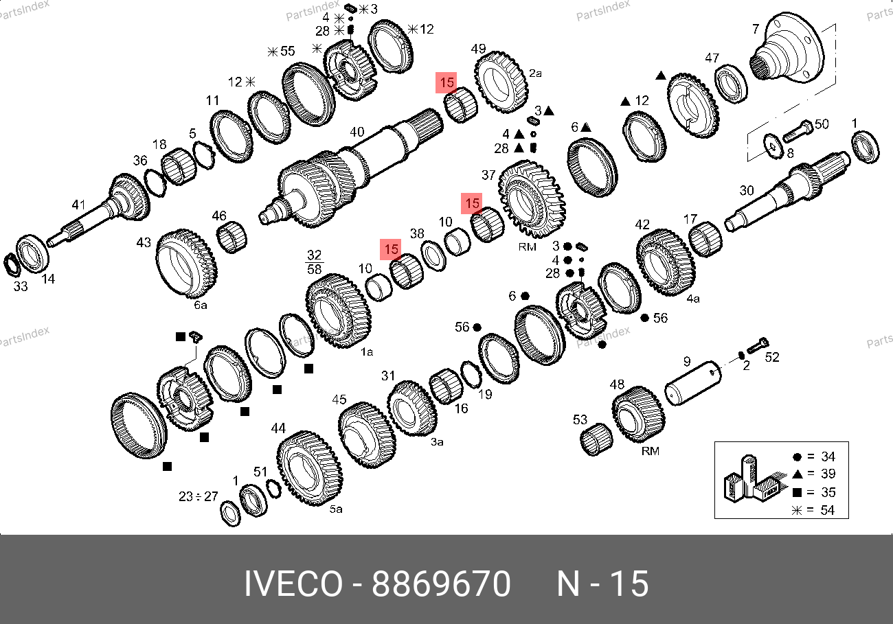 Подшипник КПП промежуточного вала (6МКПП, роликовый) — IVECO 8869670 — 8869670