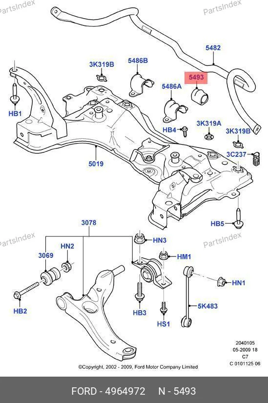 Втулка стабилизатора Коннект Ford Transit Connect 4964972 ECEM — 4964972
