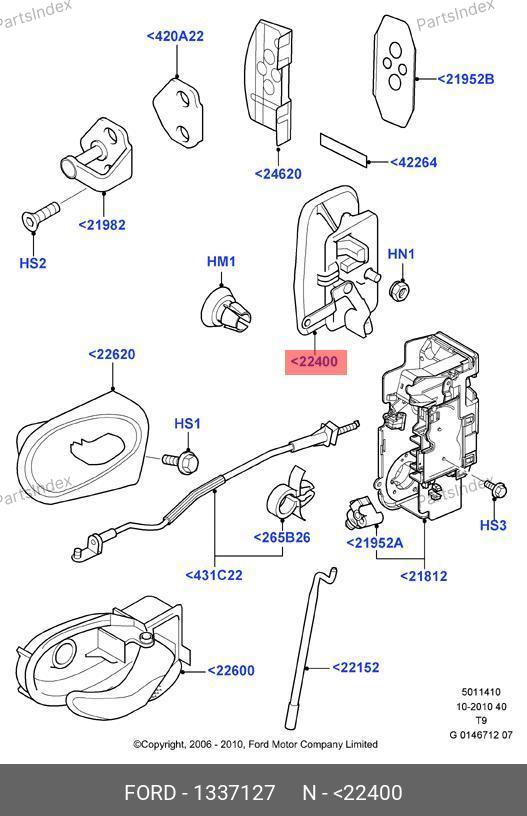 Ручка задней двери наружняя правая 4C16 V22400 BA — FORD 1337127 — 1337127