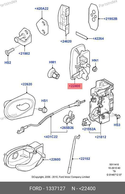 Ручка задней двери Ford Transit (наружняя правая) 1337127 FORD — 1337127