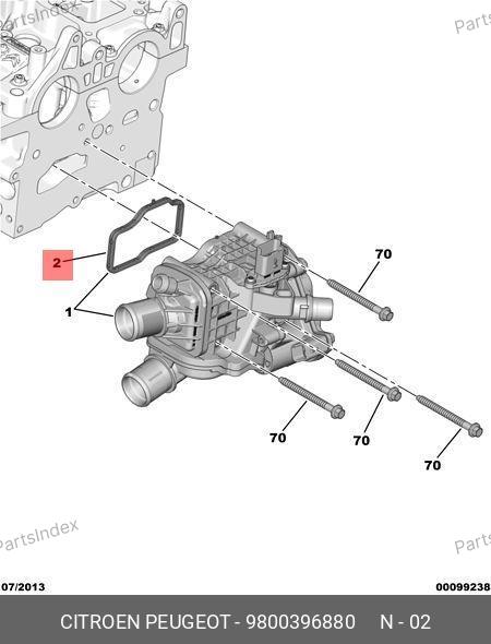 Прокладка термостата (2.0) — PEUGEOT / CITROËN 9800396880 — 9800396880