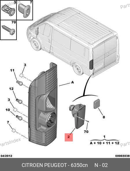 Фонарь (катафот) задний нижний, правый — PEUGEOT / CITROËN 6350.CN — 6350.CN