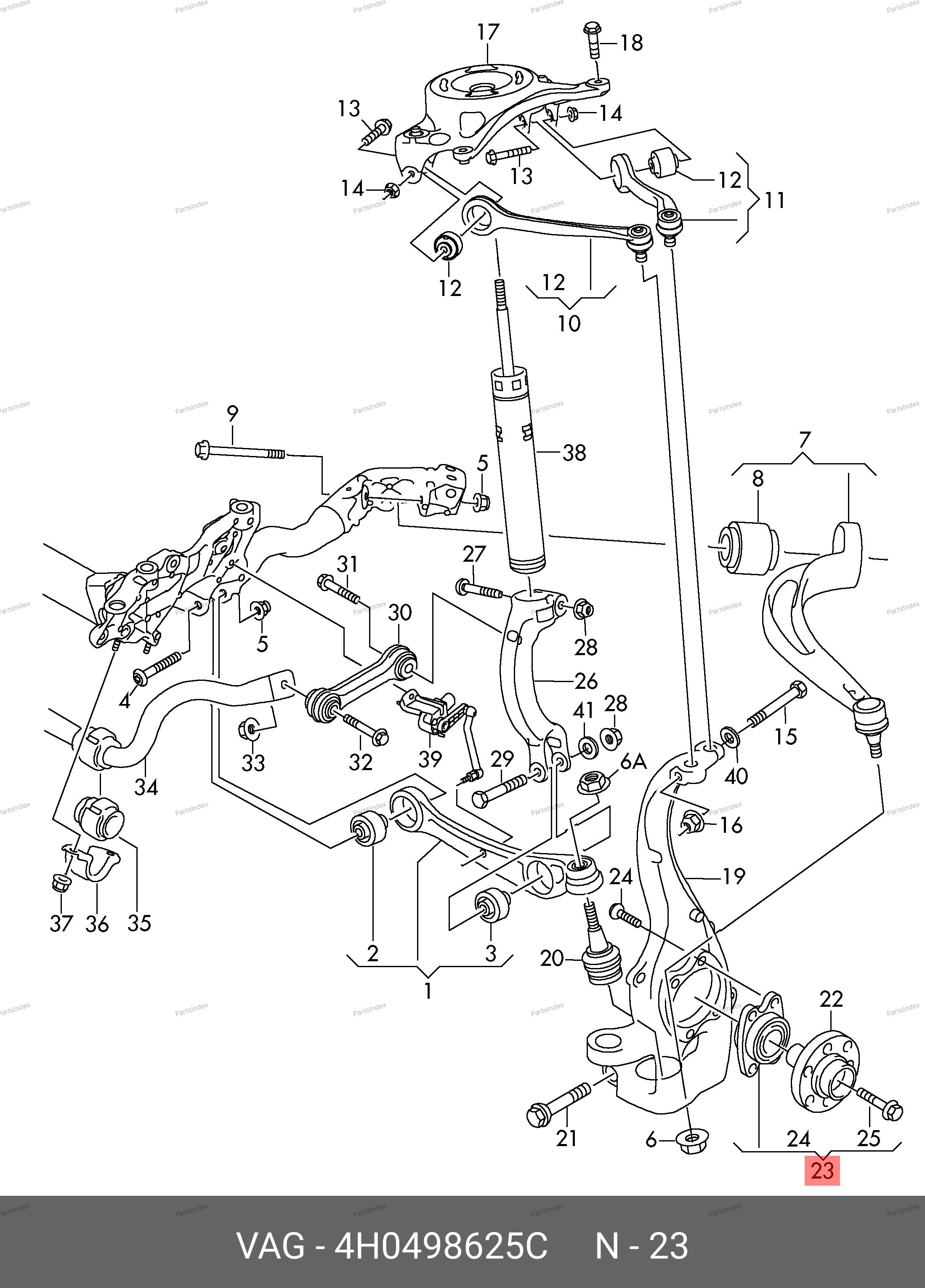 Подшипник ступицы передний/задний A4/A5/A6/A7/Q5 — VAG 4H0498625C — 4H0498625C