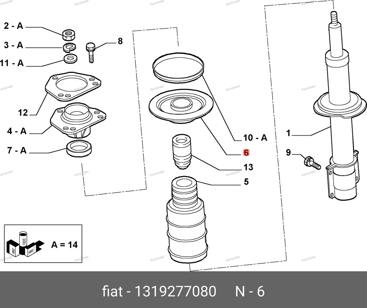 Опора передней пружины верхняя (тарелка) (Fiat 244) — SAMPART SMP 1319277080 — SMP 1319277080