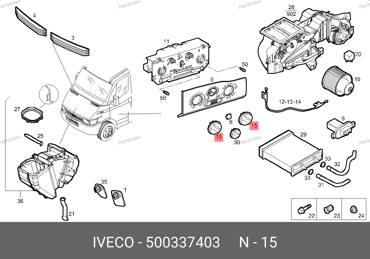 Ручка переключателя отопителя (1999-2006 г.в.) — IVECO 500337403 — 500337403