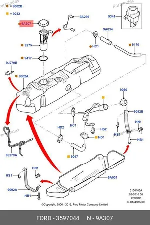 Гайка крепления датчика уровня топлива (топл.бак) — Ford 3597044 — 3597044