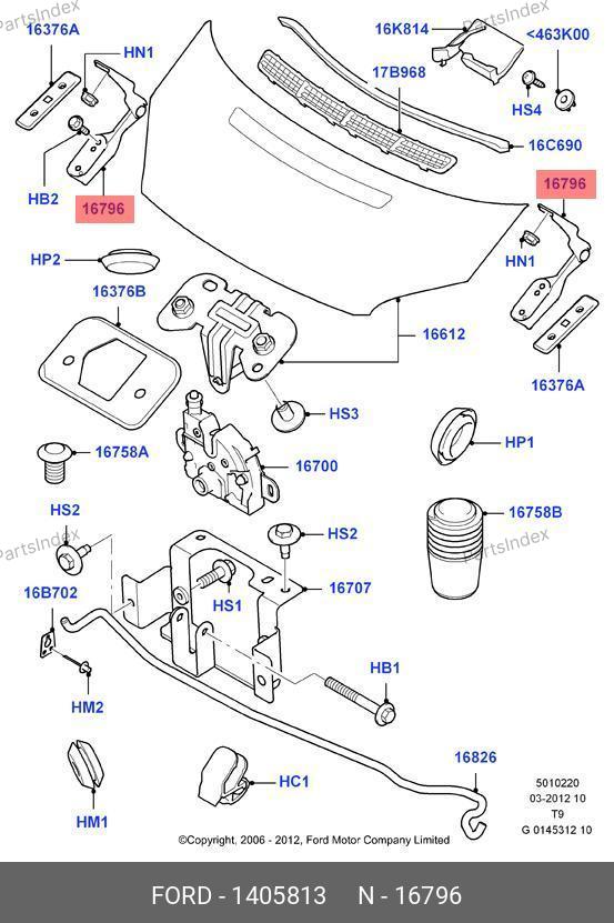 Петля капота правая — FORD 1405813 6C11 16800 AC — 1405813 6C11 16800 AC