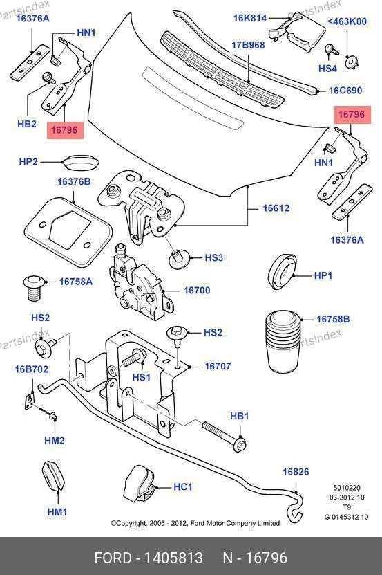 Петля капота Ford Transit (правая) 1405813 6C11 16800 AC FORD — 1405813 6C11 16800 AC