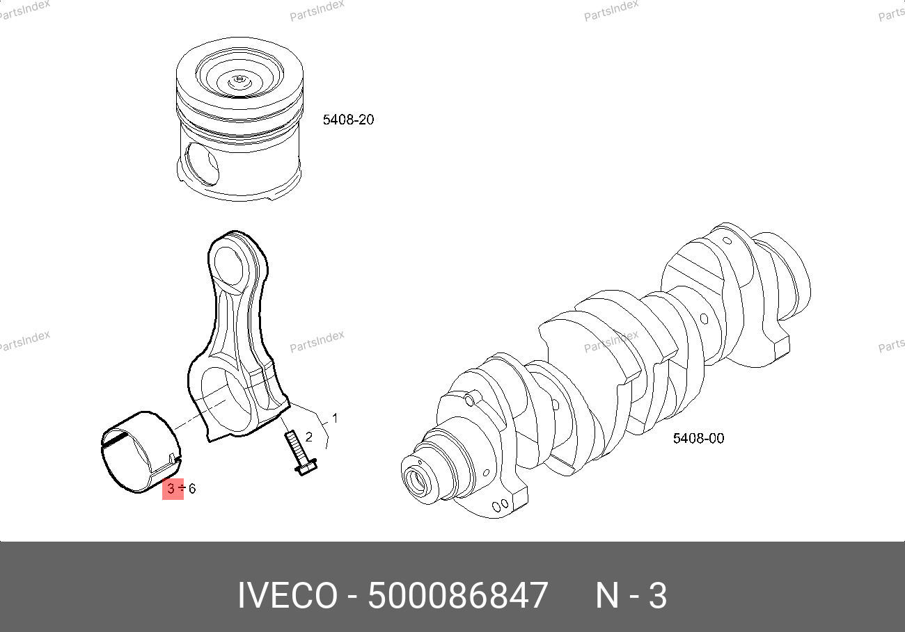 Вкладыши шатунные STD (к-т на 1 шатун) — IVECO 500086847 — 500086847