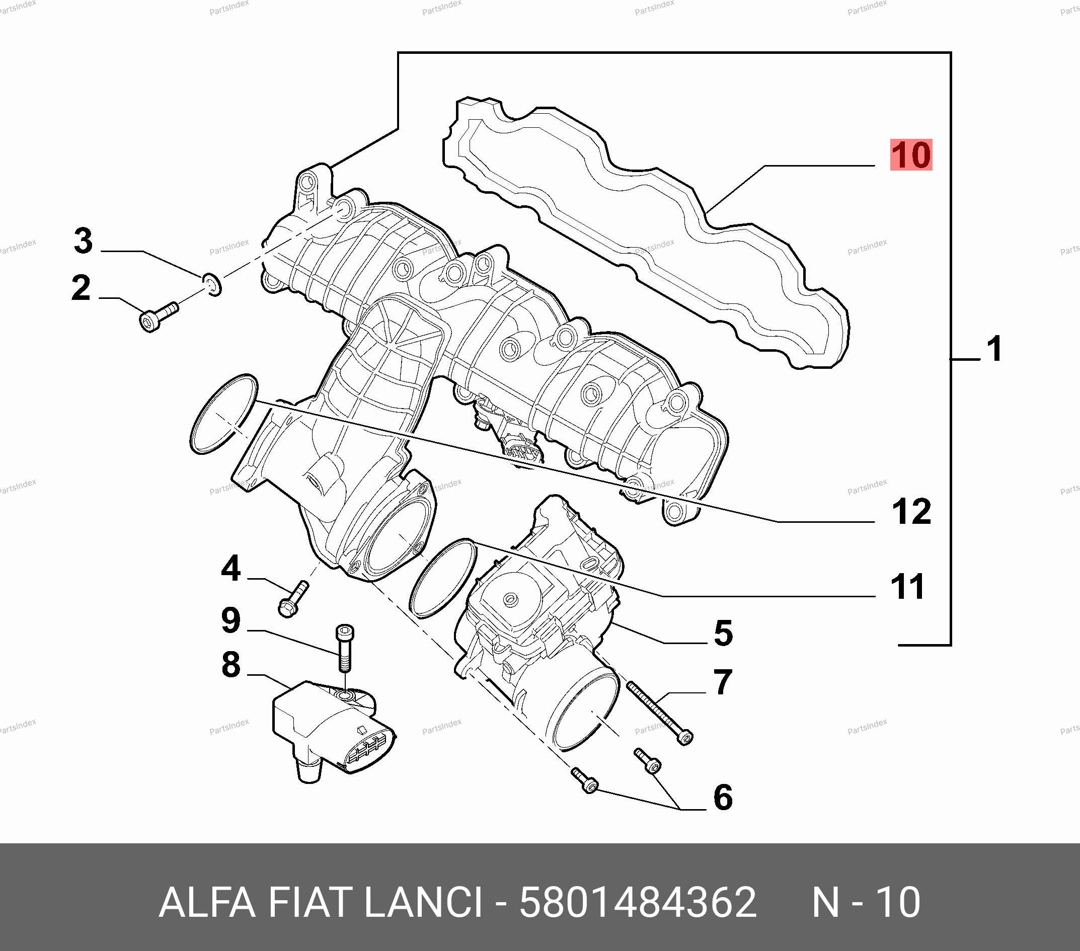 Прокладка впускного коллектора — FIAT 5801484362 — 5801484362