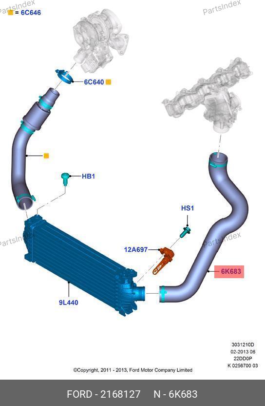 Патрубок интеркулера левый 125-155 CC11 6K863-BE — FORD 2168127 — 2168127