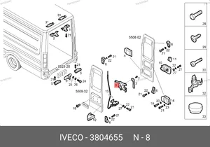 Замок задней расп. двери, средний 3804655 IVECO — 3804655