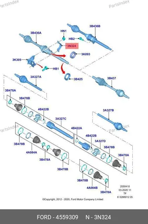 Скоба кронштейна подвесного подшипника правого привода FWD — Ford 4559309 — 4559309 4S41-3N324-AA
